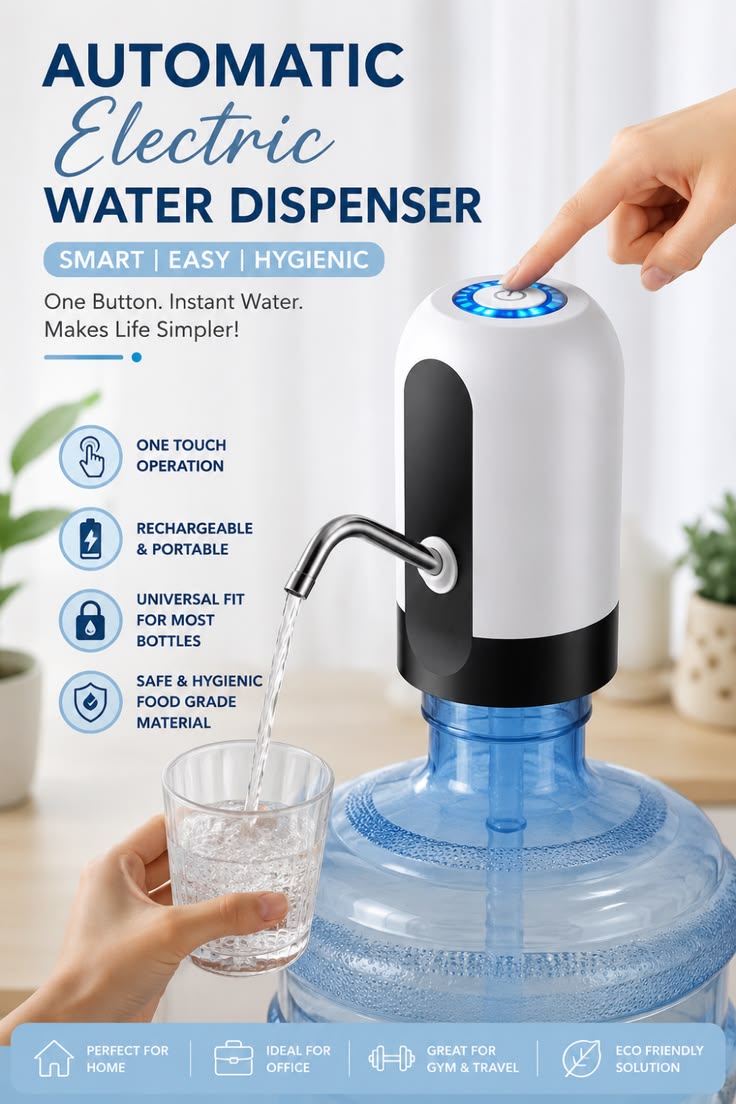 USB Rechargeable Water Bottle Dispenser Pump – Automatic Electric Water Dispenser