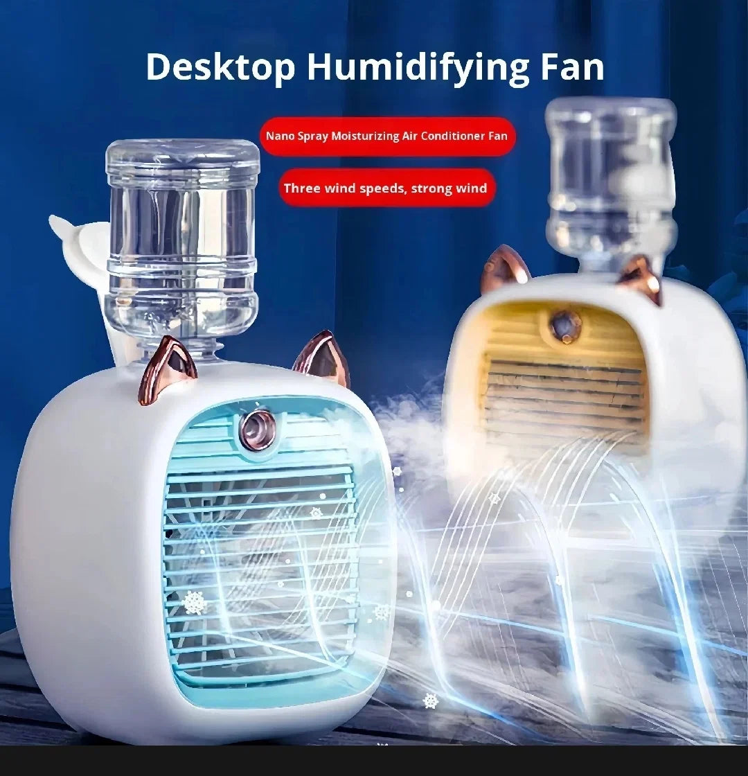 Kitty Cooling Fan™ – 3-in-1 Mini Air Cooler, Humidifier & Quiet Desk Fan